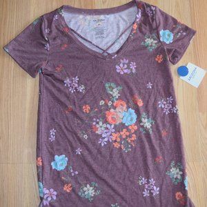 Arizona Jean Co Floral V Neck T Shirt NWT